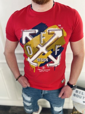 RAUDONI OFF MARŠKINĖLIAI