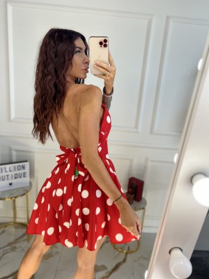 ITALIŠKA SUKNYTĖ ATVIRA NUGARA (RAUDONA SU BALTU)
