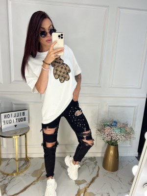 DŽINSAI JUODI PAPLĖŠYTI SU BLIZGUČIU (MOM FIT)