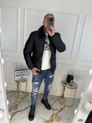 TRUMPA JUODA STRIUKĖ SU KAILIUKU